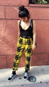 Black And Yellow Plaid Pants Mens 50 Edgy Grunge Looks To Watch Right Now Womens Fashion Edgy Black Cropped Tank Fashion