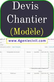 Modele Devis Travaux Chantier Batiment Excel En 2020 Exemple Devis Chantier Genie Civil