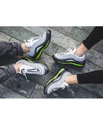 Nike Air Max 97 Neon Dark Grey Volt Stealth And Pure Platinum Color Shoes Air Max 97 Nike Air Max Nike Air Max 97