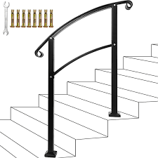 Wrought iron railings curving away from the top step i like, images about front porch trends with enchanting steel, front porch railings manufacture and. Buy Stair Handrail Handrails For Outdoor Steps Sturdy Wrought Iron Handrails Outdoor Stair Railing Fits 1 To 3 Steps Black Online In Turkey B092vd2r73