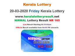 Kerala lottery results are published everyday by 4 pm. Kerala Nirmal Lottery Result Today 2020 Kerala Nirmal Lottery Nr 165 State Lottery Results March 20 Announced 1st Prize Rs 70 Lakh Trending Viral News