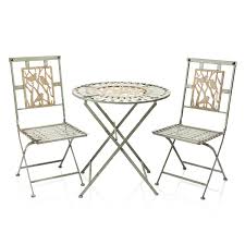 3 pieces folding metal bistro table and chair set for outdoor garden patio cafe use. 3 Piece Songbird Metal Bistro Set Garden And Pond Depot