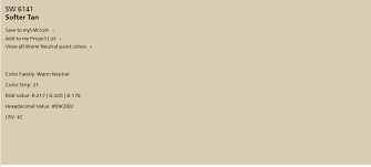 Softer Tan Sw 6141 Warm Neutral Paint Color Sherwin Williams Warm Neutral Paint Colors Paint Colors Yellow Paint Colors