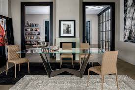For a sleek, modern appearance, try a glass top dining room set with a clear pane resting on a metal base. Table With Painted Steel Structure Glass Or Ceramic Tops Idfdesign