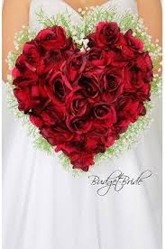 Heart Shaped Wedding Bouquet With Dark Red Roses And Babies Breath Red Rose Bouquet Wedding Wedding Flowers Bridal Bouquets Red Rose Wedding