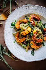 Walnut Sage Pesto Pasta With Roasted Delicata Squash A Beautiful Plate Recipe Delicata Squash Recipe Winter Pasta Recipes Squash Recipes