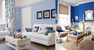 Far from boring, white walls are a blank canvas that can lend themselves. Blue And White Living Room