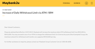 Now, you're able to change your transaction limit for 3rd party transfer, interbank giro transfer, instant interbank transfer or foreign telegraphic if you need to change multiple type of transaction, you need to do it one by one. Maybankæé«˜atmæ¯æ—¥ææ¬¾ä¸Šé™ æ¯æ—¥å¯ææ¬¾rm10 000 Winrayland