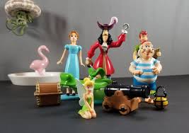 Peter Pan Cake Topper Set Miniatures Peter Wendy Hook Tick Tock Shmee Tinker Bell Treasure Chest Canno Cake Decorating Supplies Peter Pan Cakes Cake Decorating