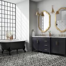 Black And White Ceramic Floor Tile The Reserve Cementina Black And White Ceramic Floor And Wall Tile 1 50 Liked On Polyvore Fe White Mosaic Bathroom White Tile Floor White Bathroom Tiles