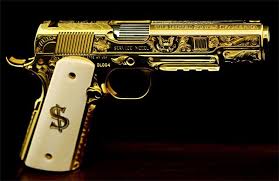 Engraved Black And Gold 1911 Gold 1911 Hand Guns Custom Guns Pretty Guns