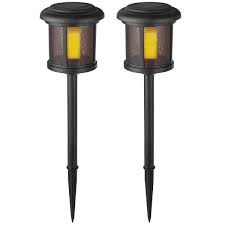 Shop the leader in the direct merchandise business Hampton Bay Solar Black Led Flicker Flame Path Light 2 Pack 91999 The Home Depot