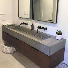 Once you realize that the pipes are leaking, you need to stop using it until you fix the problem, and uses a container to collect water leaking. Concrete Wave Design On Instagram This Custom Trough Sink Made Its Way To New Jersey Not T Modern Bathroom Sink Bathroom Design Layout Modern Master Bathroom