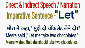 Direct And Indirect Speech Narration Let Imperative Sentence In English Grammar In Hindi