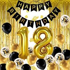 Pour célébrer dignement votre anniversaire ou celui de vos proches voici de quoi organiser une fête inoubliable et au plus près de vos goûts. Izoel 18 Ans Deco Anniversaire Or Noir Banniere Joyeux Anniversaire Ballon Helium Chiffres 18 Xxl Rideau A Franges Or Noir Confettis Latex Numero Tableau Deco Confettis Fille Femmes Amazon Fr Jeux Et Jouets