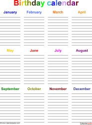 Maybe you would like to learn more about one of these? Birthday Calendars Free Printable Microsoft Word Templates