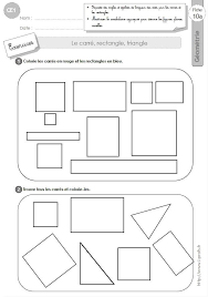 Ce1 Exercices Le Carre Rectangle Triangle Et Triangle Rectangle En Ce1 Cycle 2 Geometrie Ce1 Ce1 Triangles Rectangles