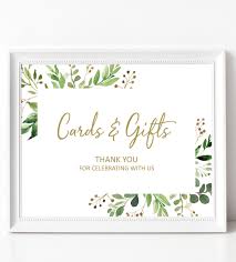Garden Wedding Cards And Gifts Sign Printable Greenery Gift Table Sign Engagement Printables Gold Wedding Signs Bridal Shower Decor W33 Gold Wedding Signs Wedding Signs Gift Table Signs