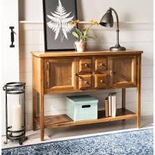 A sideboard, also called a buffet, is an item of furniture traditionally used in the dining room for serving food, for displaying serving dishes, and for storage. Oak Sideboards Buffets Kitchen Dining Room Furniture The Home Depot
