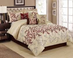 Shop for queen bedroom sets at royal furniture. Burgundy Bedding Sets 7 Piece Saratoga Full Of Leaves Embroidered And Print Comforter Set Queen King Ca Comforter Sets Burgundy Bedroom Green Comforter Sets