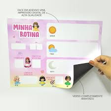 QUADRO DE ROTINA DIÁRIA INFANTIL - PADRÃO - IMANTADO PARA GELADEIRA -  Picullico - Criatividades para Pais e Filhos