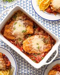Chicken Parmesan With Tomato Olive Sauce And Whole Wheat Spaghetti Recipe Food Network Chefs Whole Food Recipes Whole Wheat Spaghetti