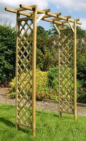 Square Flat Top Wooden Garden Arch With Trellis Sides Treated Against Rot Ref Sunset Amazon Co U Garden Archway Garden Arches Backyard Landscaping Designs