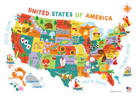 This interactive map allows students to click on each of the 50 states to learn their facts and statistics. Children S United States Us Usa Wall Map For Kids 28x40