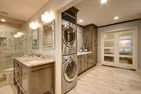 These bins allow you to sort your clothing. All In One Master Bathroom Laundry Area Closet Klassisch Modern Hauswirtschaftsraum Grand Rapids Von Standale Home Studio Houzz