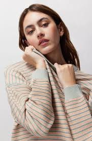 Spiritual Gangster Easy Stripe Cotton Sweater in Yucatan Stripe