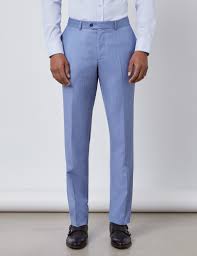 Choose from formal & casual trousers in wool, cotton, linen, cashmere or denim. Men S Light Blue Slim Fit Italian Suit Trousers 1913 Collection Hawes Curtis