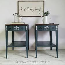 Refinished Mersman End Table Set This Amazing Mid Century Solid Wood Antique End Table Set Is Ready For A Blue Side Table Redo End Tables Antique End Tables