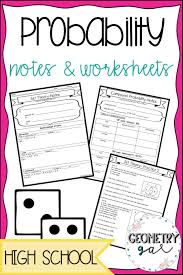Conditional Probability And Compound Probability Notes And Worksheets Great For A High School Geometry Notes Geometry High School High School Math Activities