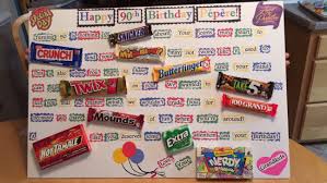 Birthday Poster Board Ideas With Candy Candy Bar Poster For Pepere Grandparent 90th Birthday Candy Birthday Cards 90th Birthday Gifts Candy Bar Birthday