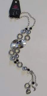 Paparazzi Jewelry Set Total Eclipse Of The Heart Necklace Earrings Silver Black Paparazzi Silver Necklace Pandora Charm Bracelet Jewelry