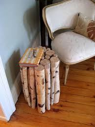 Building A Birch Log Table Seeing Design Diy Stool Birch Tree Decor Log Table