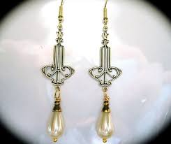 Art Deco Earrings Vintage 1920s Bride Long Cream Pearl Drop Etsy Vintage Earrings Art Deco Art Nouveau Earring Bridal Accessories Jewelry