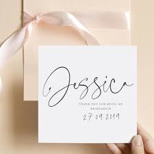 Personalised wedding gift thank you cards. Modern Personalised Bridesmaid Thank You Card By Farrah Eve Paper Co Notonthehighstreet Com
