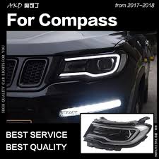 Akd Car Styling Head Lamp For Jeep Compass Headlights 2017 2018 New Compass Led Headlight Led Drl Hid Bi Xenon Auto Jeep Compass Jeep Compass Accessories Jeep