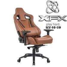 xfx izz 10 faux leather gaming chair cognac lumbar cushion metal body 4d armrest polyurethane leather color cognac xf chga izz10co gaming chair chair brown office chair