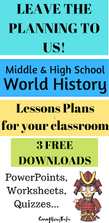 World History Lesson Plans Ideas For Middle And High School Classrooms Powerpoints Wor In 2020 History Lesson Plans High School World History World History Lessons