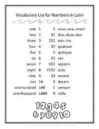 Roman numerals and numbers reference sheet. Latin Vocabulary Puzzles Review Of Numbers For First Year Latin Students