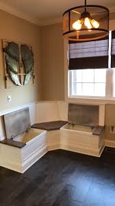 Our Built In Breakfast Nook Bench Matching Trim Shaker Style Bench Grooves And Stained Dark Wo Breakfast Nook Furniture Nook Furniture Breakfast Nook Bench