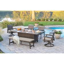 Ash Gray Outdoor Fire Pit Dining Set Glenwood Fire Pit Dining Set Outdoor Kitchen Design Fire Pit Patio