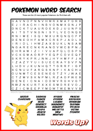 · more quizzes and games on fun kids! Words Up Pokemon Word Search