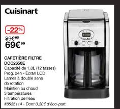 Offre Cafetiere Filtre Dcc2650e Cuisinart Chez Costco