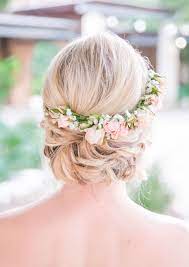 Romantic Flower Crown Pink Roses Baby S Breath Wedding Hairstyle Bridal Up Do Hair Pin To Your O Flower Crown Wedding Babys Breath Hair Wedding Hairstyles