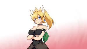 Wallpaper ID: 97207 / simple background, black background, Nintendo, mario  (series), Bowsette, fire, magic, dress, sideboob, long hair, blond hair,  horns, crown, blue eyes, open mouth, anime girls, anime free download