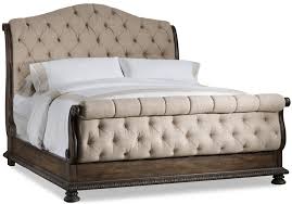 It has beautifully engineered headboard, footboard. Hooker Furniture Rhapsody 5070 90566 King Size Tufted Sleigh Bed With Exposed Wood Frame Baer S Furniture Upholstered Beds