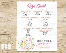 Agnes And Dora Size Chart Agnes Dora Sizing Guide Sheet